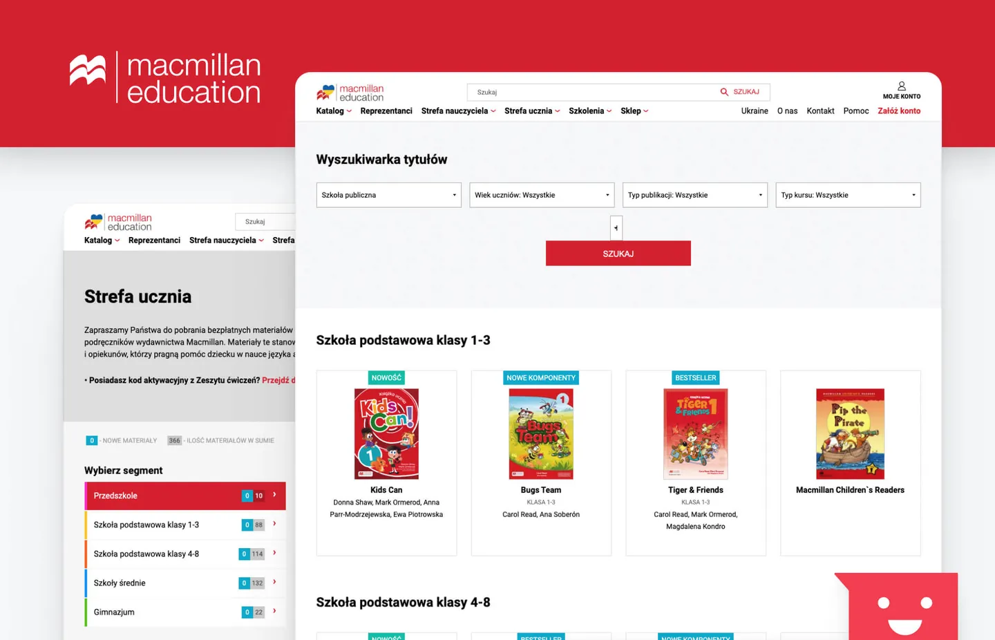 Macmillan Education redesign: title search, student zone and course listings